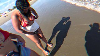 Adventures of the Mattos Couple caught on the Beach: Nicoly Mattos and Lukas Zaad Dominate Newbie Raquel Hot in Wild Outdoor Sex Scenes!