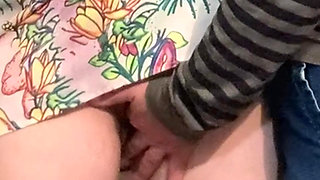 Perv Boyfriend Let an Old Men To Finger His Girl's Pussy in Public