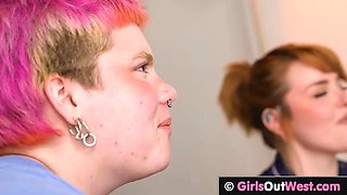 Hirsute lesbian gets her huge clitoris pleasured orally