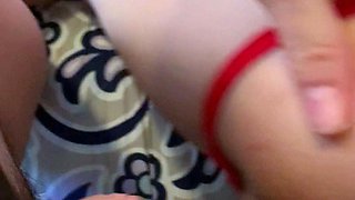 Amateur brunette lesbians finger pussies after party