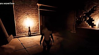 Lara cosplays as Tifa. A super-naughty stone statue's monstrous schlong pummels her taut poon rock-hard.