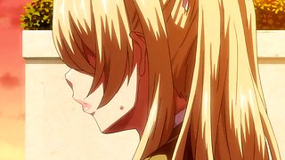 Innocent anime lady lets her lover in for the first time