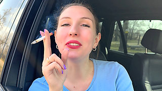 Red Lips Marlboro Smoke in Face & Sexy Striptease POV