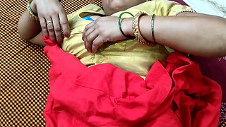 Indian Stepaunty Red saree with boyfriend sex enjoy