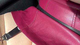 Stockings Suspender Belt Mini Skirt Without Panties and Big in Car
