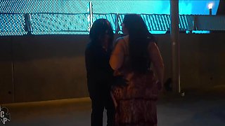 Phat-assed Brunette BBW Alex Blair Goes Nuts In the City At Night, Having Fun With Gibby The Clown