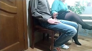 Amateur MILF Gets Public Handjob in Waiting Room - Stranger Jerks Her Off Anytime