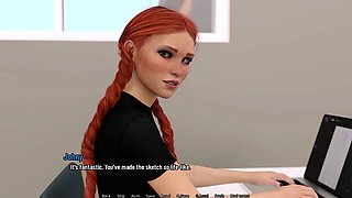 Maddie plays with my chisel while we hang outside her mom's bedroom door