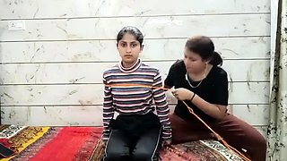 Indian girl hogtied