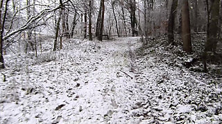 Naked tit slapping in the snow
