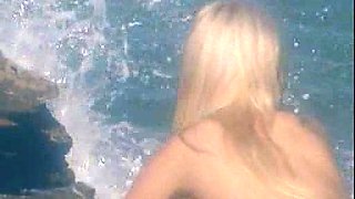 Cock loving randy blonde with braces does blowjob outdoor