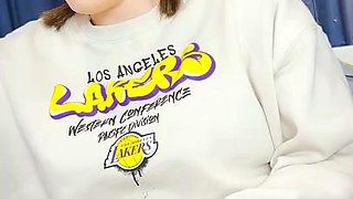 Amateur blonde teen sucks cock in POV in bathroom