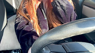 New Long Car Ride with Artemisia Love Flashing Her Horny Juicy Big Boobs Long Hair Fetish Hard Nipples
