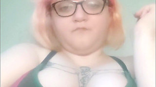 Amputated Fat BBW Playing with Her Huge Tits - Amateur Slow Motion