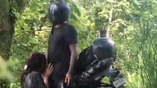 Bikers veer off the road for a quickie