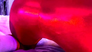 Playful pale blonde with tight ass licking balls in pov