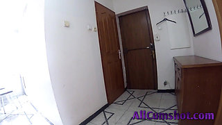 Two dudes call a slut and fuck her rough