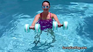 Personal trainer uses lube and cock