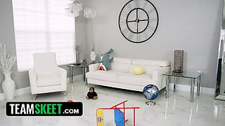 Desperate indebted babysitter turns into a nail doll for her fresh sugarpops to money out with her twat