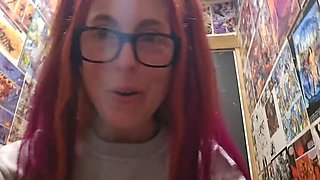 Nerdy Faery Pissing In Public Toilet Close-Up - Petite Canadian Babe With Colored Hair