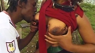Submissive ebony from Africa sucks black dick and gets fucked