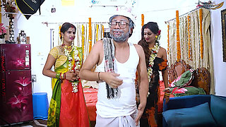 Tharki Sasurji Hardcore Threesome Fuck with Young Mallu Wife and Wife's Sister at Home Full Movie. Hindi Audio