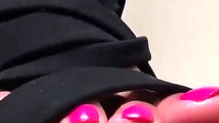 Pink Toes in Strappy Black Heels