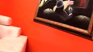 Schoolgirl brunette doggystyle and blowjob