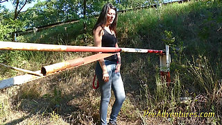 Empty her bladder on the side of the road
