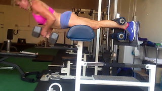 Mature gym-freak with great arse in my gym-house