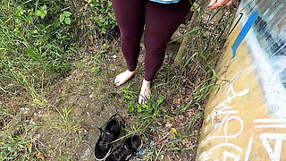 Big Tits Slapped Hard with Clamps - Rough Outdoor BDSM Punishment