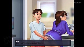 My horny stepmom with big tits can barely fit my giant cock in. (Summertime Saga - Debbie - 4)