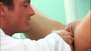 Beautiful Young Blonde with Big Tits Fucked and Cumshot on Her Ass by Gynecologist