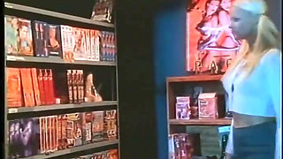 Luxurious Blonde Slut Helps Masturbating Man and Rides His Cock in the Warehouse