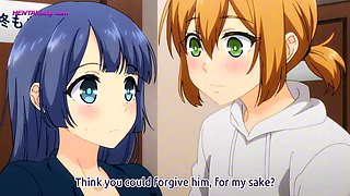 Blue haired anime beauty finally surrenders and gets filled