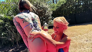 Oil Sex Wrestle with Strap on Punishment Round - Mars Solo & Tatiana