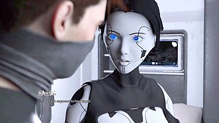 Blowjob from a wild busty brunette AI sex robot girl in Projekt Passion