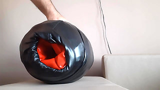 Leather pants stuffed with a leather pillow