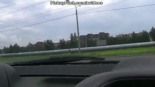 Car sex with young horny girl