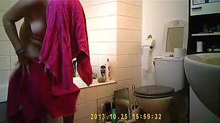 Cute teen gets caught on a toilet and in bath