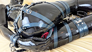 OnlyFans teaser - Anal fun in latex catsuit with built-in vaginal and anal condoms!