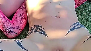 Hot Tattooed Girl Gets Fucked in the Campsite Pool