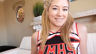 River Lynn, big ass cheerleader in uniform action