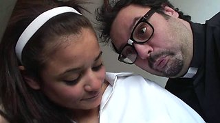 Small titted brunette amateur anal nailed at home