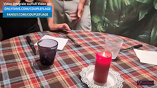 Amateur FFM Threesome with Redhead Waitress and Italian Couple - Blowjob, Cum Swallowing, Big Cock Action