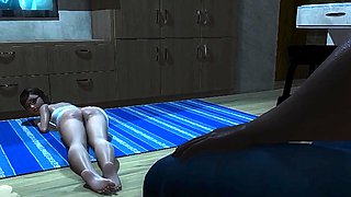 Foxy 3D Superwoman bounces up and down on a cock