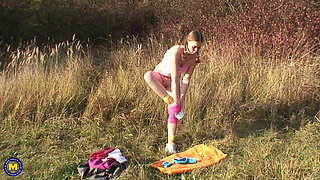 19 Year Old Girl Johane Johansson Gets Fucked Outdoor by an Old Man