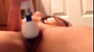 Webcam Girl Has Double Orgasm with Hitachi Vibrator