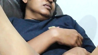 Step Sister Tina Baby Secretly Masturbating on Sofa Thinking She's Alone - Amateur Hairy Pussy Solo