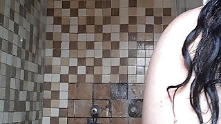 Bbw having some showertime fun.